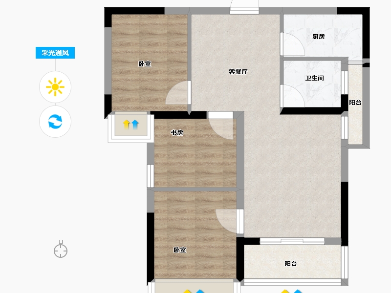 河南省-洛阳市-京熙帝景3期-63.22-户型库-采光通风