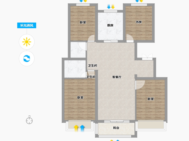 浙江省-绍兴市-中梁赞成首府-98.00-户型库-采光通风