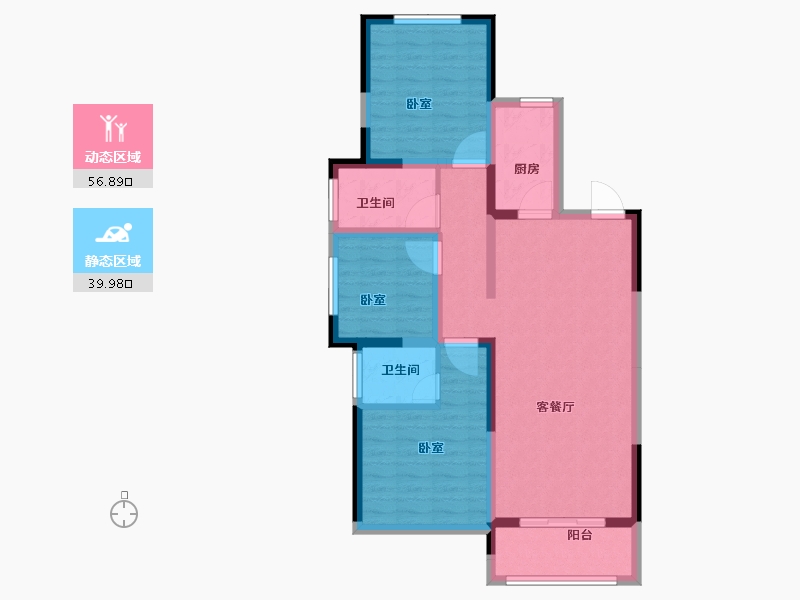 河南省-焦作市-盛业清华园-85.47-户型库-动静分区