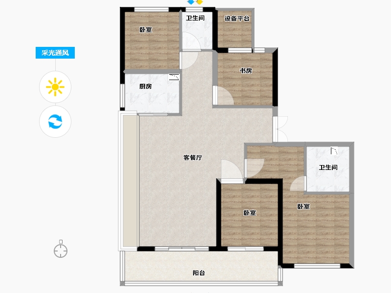 浙江省-绍兴市-阳光城碧桂园玺园-119.89-户型库-采光通风