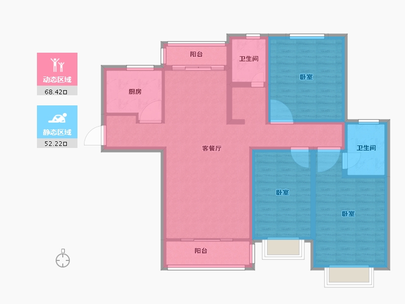 河南省-安阳市-紫御华府-107.63-户型库-动静分区