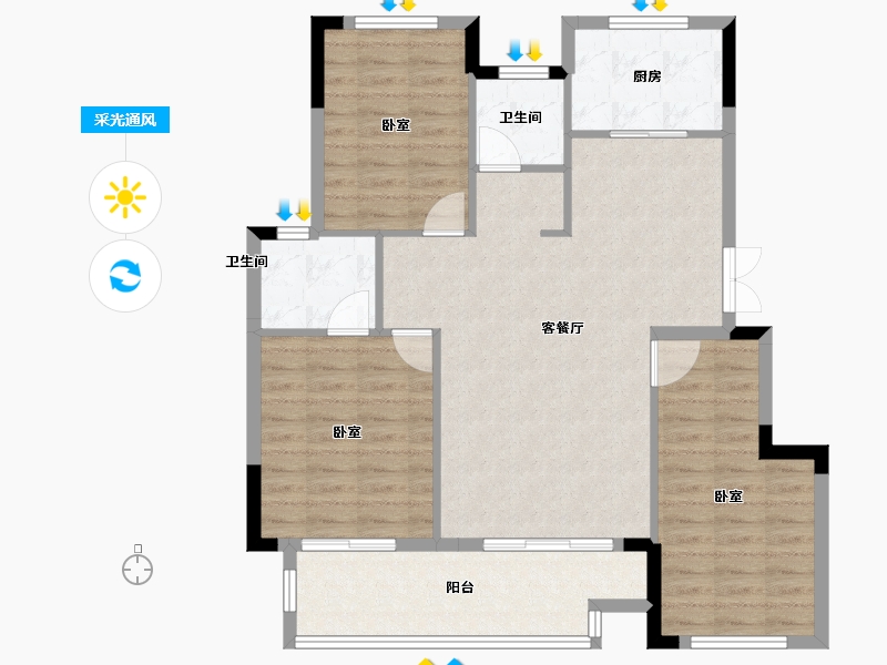 浙江省-舟山市-金丰和园-96.00-户型库-采光通风