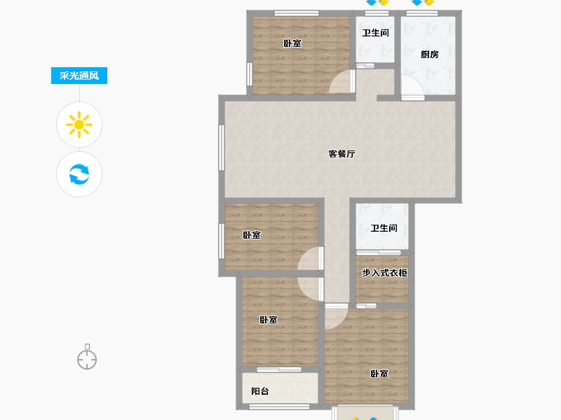 山东省-菏泽市-菏泽佳和广场-132.00-户型库-采光通风