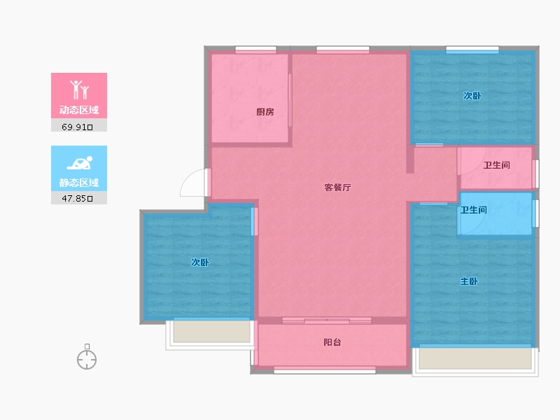 山东省-潍坊市-天福世纪城-107.20-户型库-动静分区