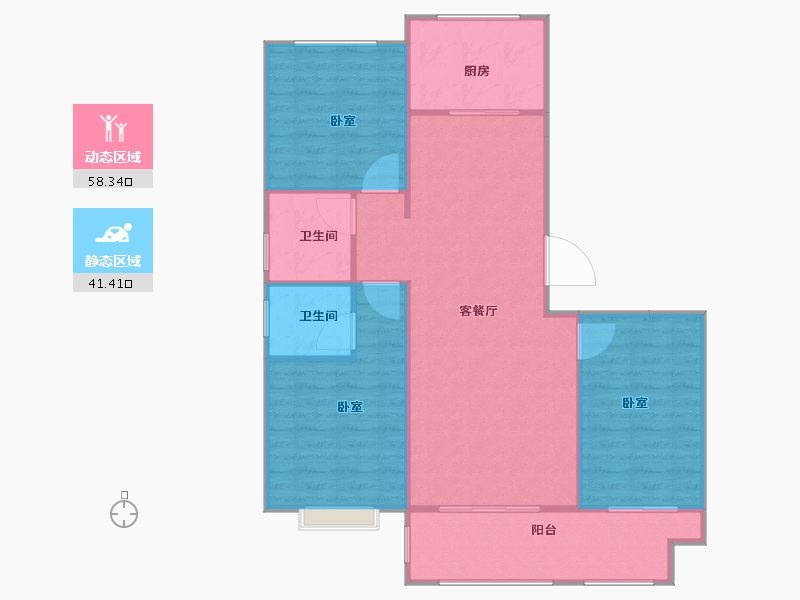 山东省-烟台市-东泰仕林首府-94.05-户型库-动静分区