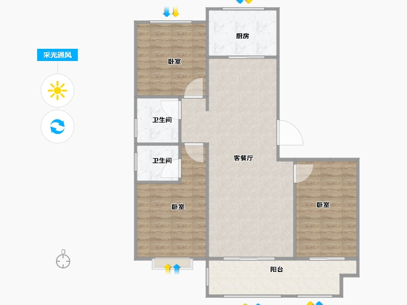 山东省-烟台市-东泰仕林首府-94.05-户型库-采光通风