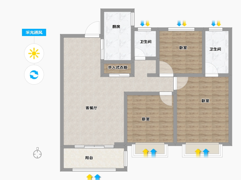 河南省-鹤壁市-中山花园-103.06-户型库-采光通风