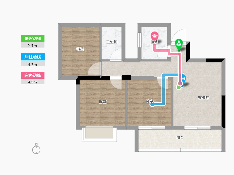 福建省-龙岩市-武平福景公园壹号-64.43-户型库-动静线