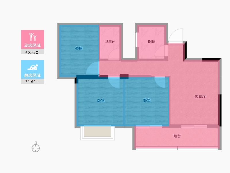 福建省-龙岩市-武平福景公园壹号-64.43-户型库-动静分区