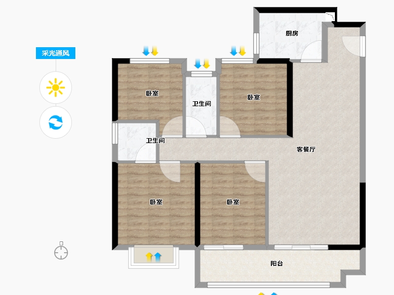 福建省-莆田市-联发世茂云图-106.01-户型库-采光通风