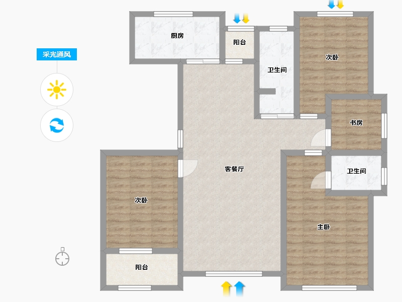 山东省-潍坊市-中房幸福名都-113.35-户型库-采光通风