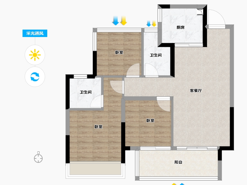 安徽省-合肥市-龙湖春江郦城-80.00-户型库-采光通风