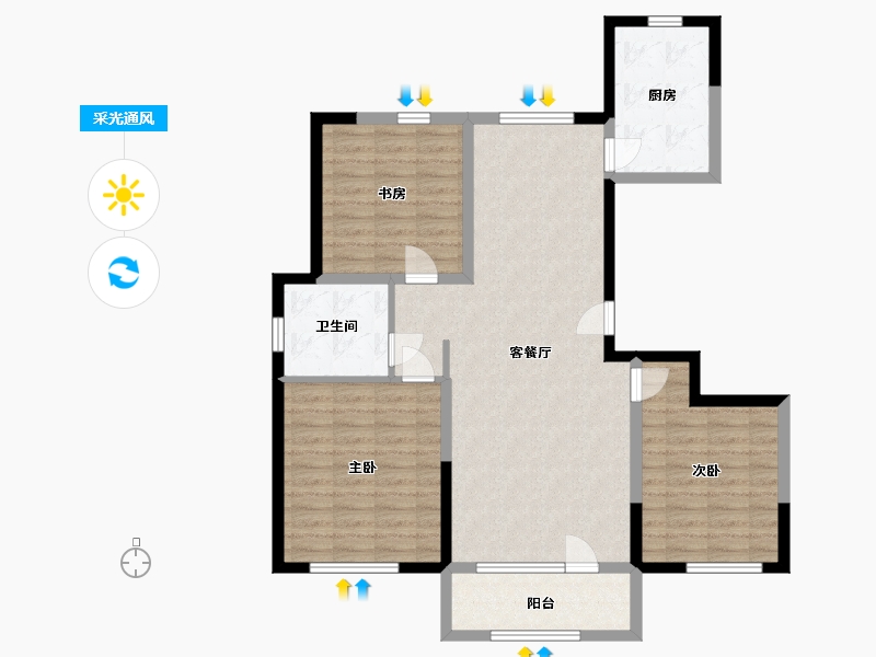 山东省-青岛市-新源上城明珠-98.70-户型库-采光通风