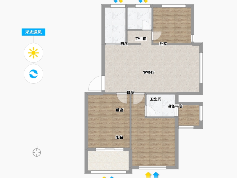 浙江省-舟山市-金鹰海悦府-86.01-户型库-采光通风