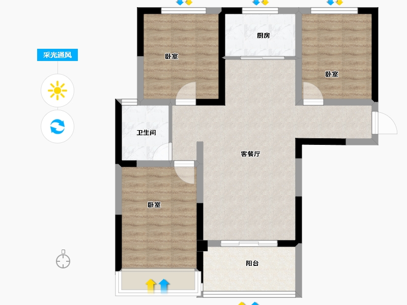 河南省-洛阳市-京熙帝景3期-78.08-户型库-采光通风