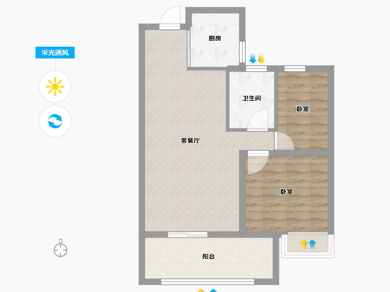 山东省-烟台市-万城华府-64.00-户型库-采光通风