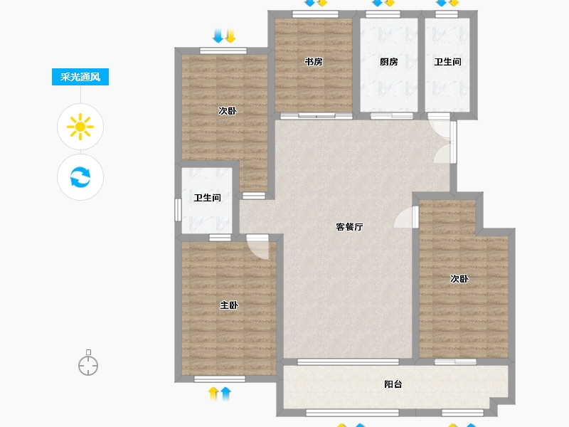 山东省-潍坊市-恒信·领峰-131.33-户型库-采光通风