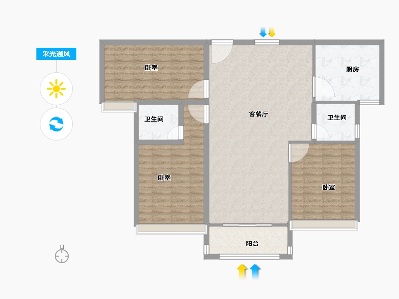 河南省-安阳市-新城国际三期-110.43-户型库-采光通风