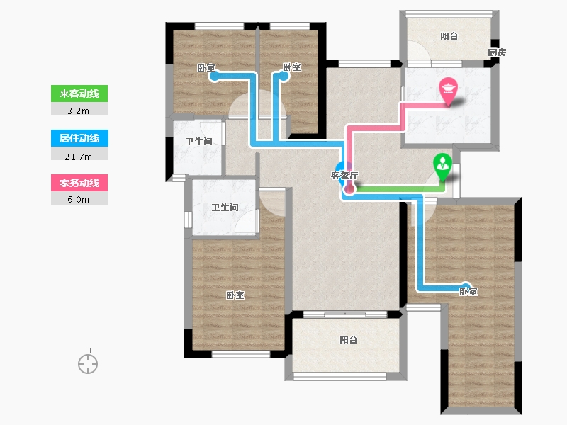 福建省-龙岩市-连城恒大悦澜湾-106.30-户型库-动静线