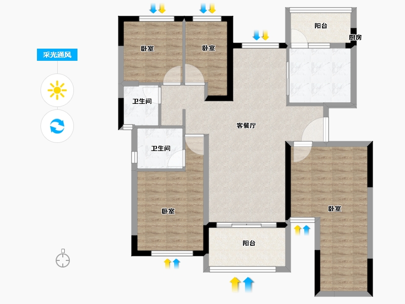 福建省-龙岩市-连城恒大悦澜湾-106.30-户型库-采光通风