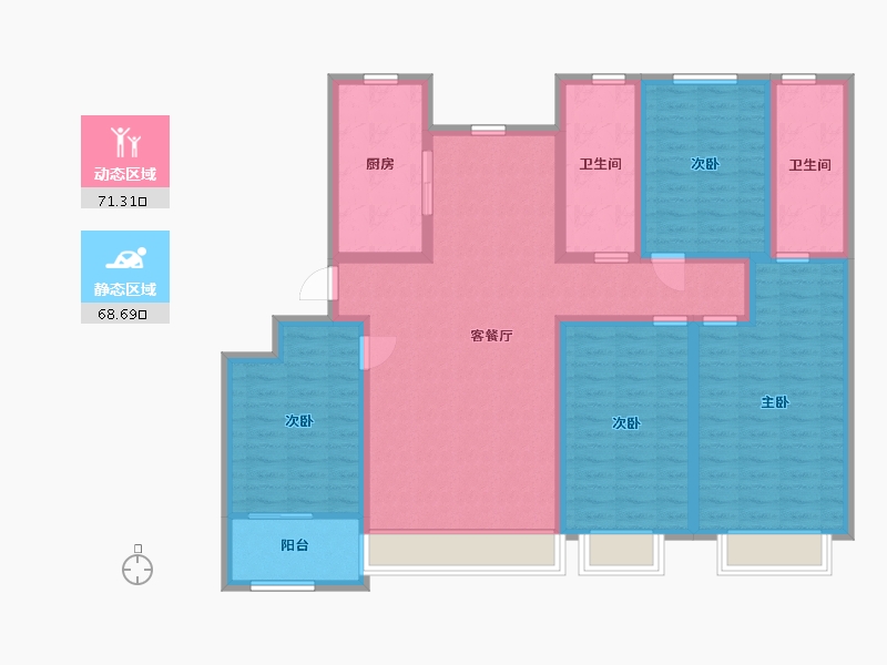 山东省-潍坊市-紫金园·世家别院-124.60-户型库-动静分区