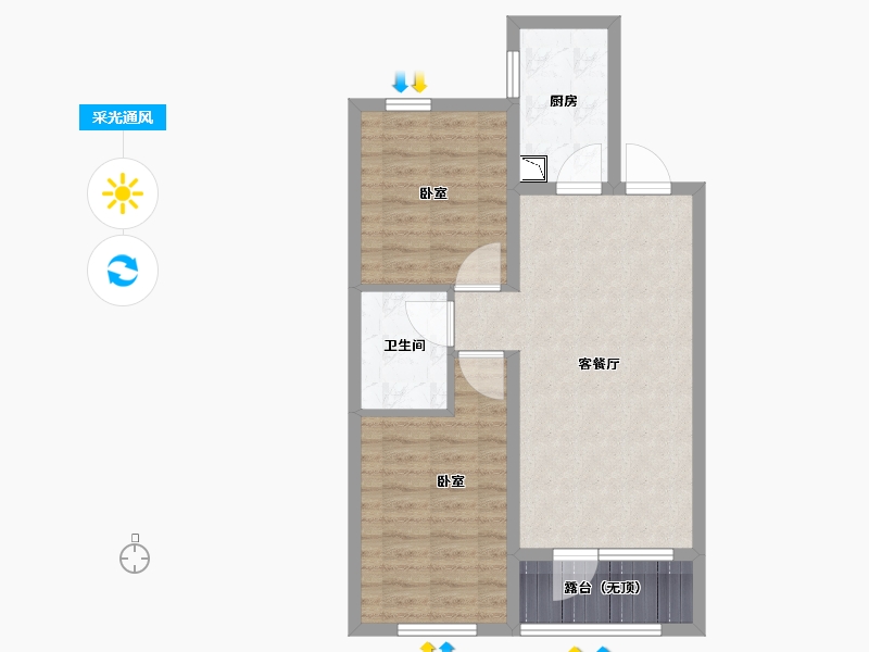 山东省-烟台市-大商烟台城市乐园-65.50-户型库-采光通风