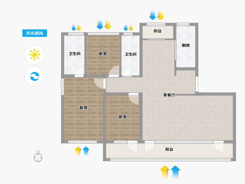 山东省-济南市-融创东山府-130.01-户型库-采光通风