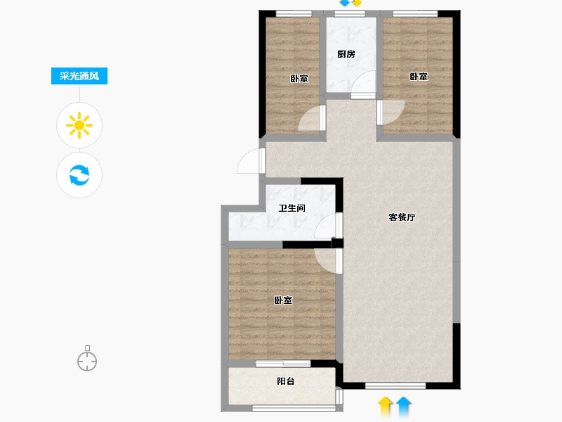 山东省-菏泽市-华堂居-95.00-户型库-采光通风