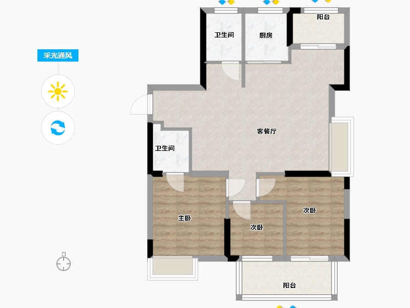 福建省-福州市-世茂福晟钱隆双玺-82.28-户型库-采光通风