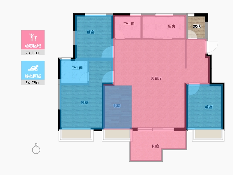 河南省-新乡市-蓝光雍锦王府-108.00-户型库-动静分区