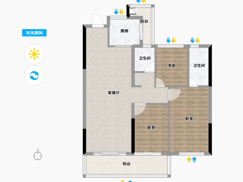 福建省-莆田市-建发玺院-96.00-户型库-采光通风