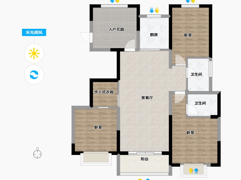 河南省-安阳市-林州柒号院-106.00-户型库-采光通风