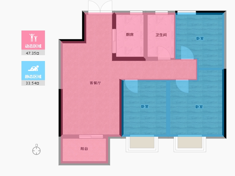 河南省-郑州市-建业比华利庄园-72.00-户型库-动静分区