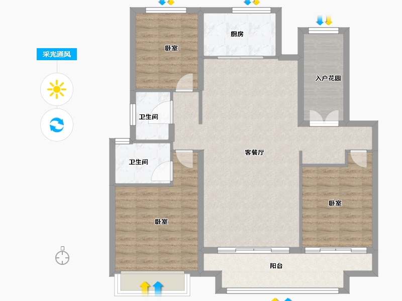 河南省-洛阳市-湖滨美院-104.66-户型库-采光通风