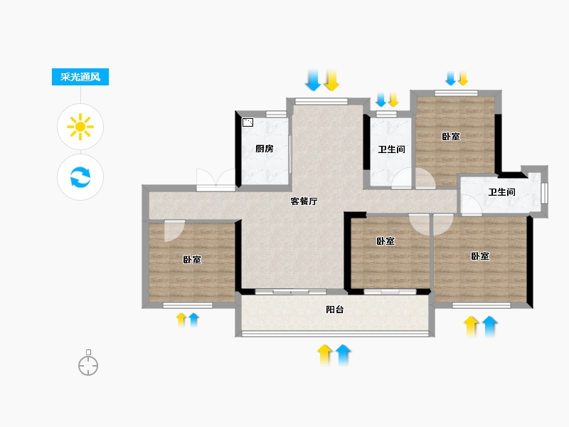 福建省-莆田市-皇庭美域·丹郡-103.00-户型库-采光通风