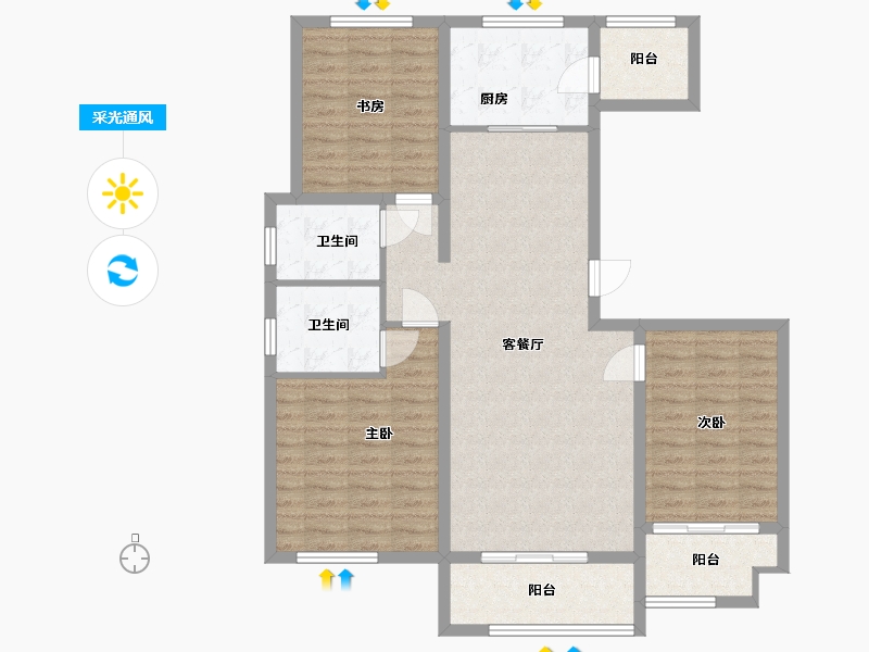 山东省-潍坊市-中房幸福名都-109.00-户型库-采光通风