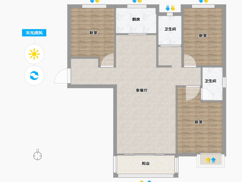 河南省-安阳市-中茂玖悦府-104.46-户型库-采光通风