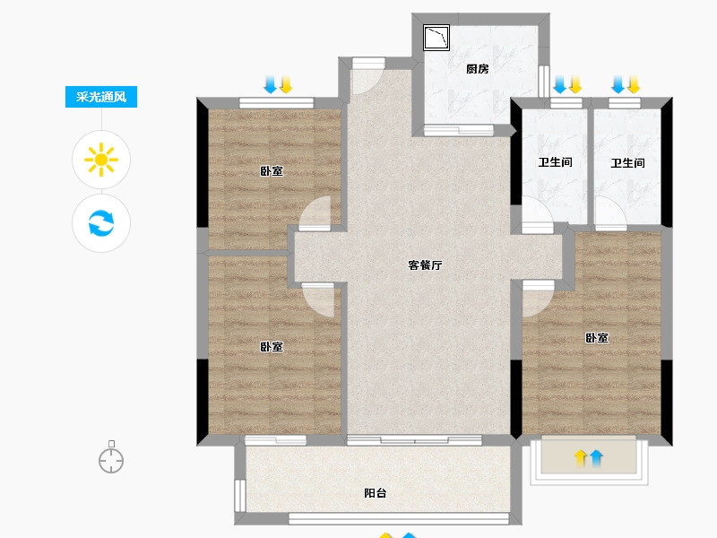 福建省-莆田市-联发世茂云图-78.36-户型库-采光通风