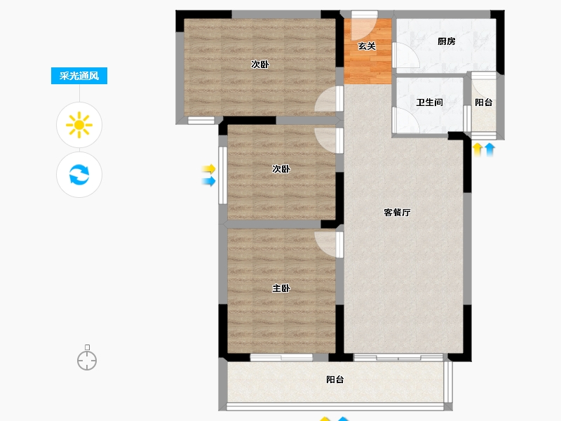 安徽省-滁州市-花开富贵紫云府-85.00-户型库-采光通风