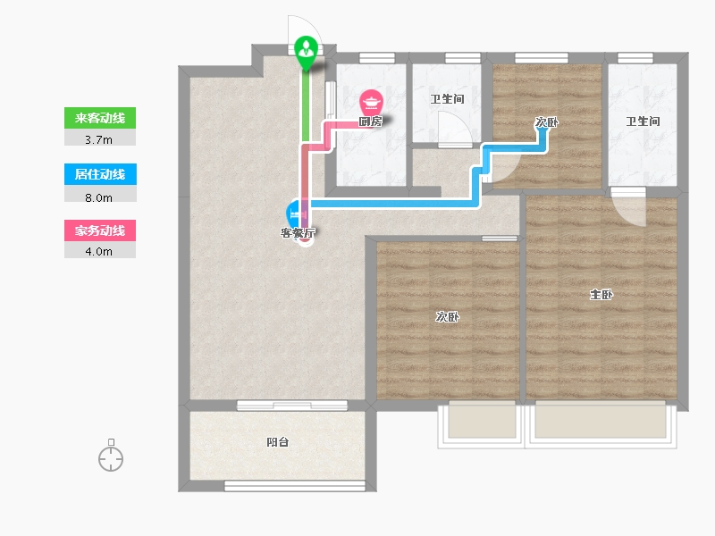 山东省-潍坊市-蓝城清风明月明月苑-85.31-户型库-动静线