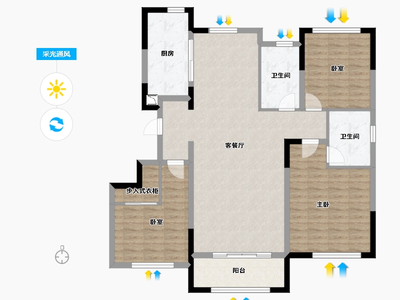 山东省-烟台市-金地浅山艺境玺湖-112.00-户型库-采光通风