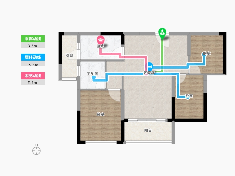 福建省-龙岩市-连城恒大悦澜湾-78.32-户型库-动静线