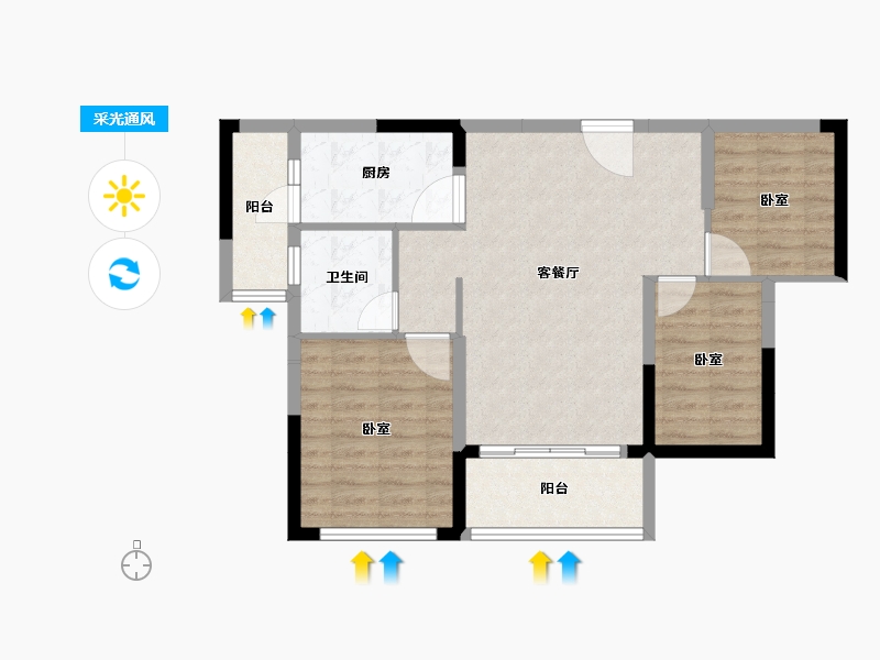 福建省-龙岩市-连城恒大悦澜湾-78.32-户型库-采光通风