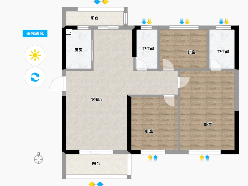 福建省-宁德市-天润·紫金郡-82.00-户型库-采光通风