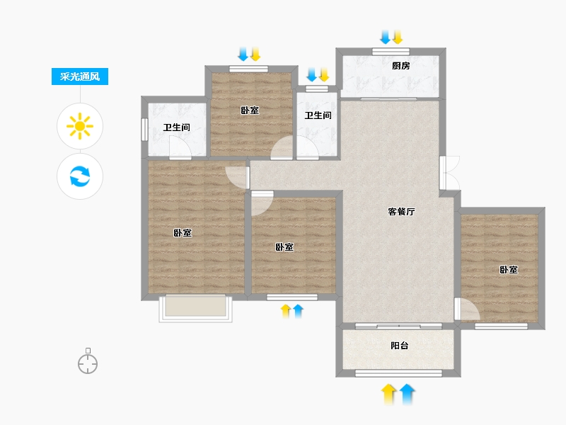 山东省-菏泽市-巨野枫叶正红（枫庭骊景）-111.00-户型库-采光通风