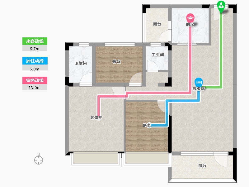 山东省-枣庄市-碧桂园翡翠澜湾-106.22-户型库-动静线