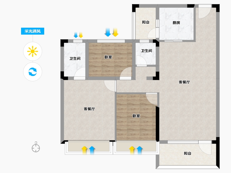 山东省-枣庄市-碧桂园翡翠澜湾-106.22-户型库-采光通风