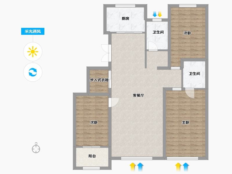 山东省-潍坊市-华安凤凰嘉苑-107.20-户型库-采光通风