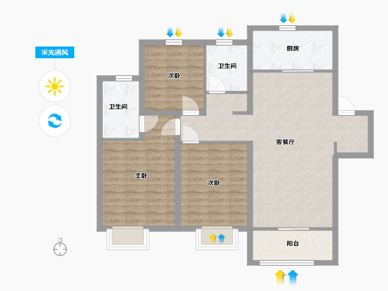 山东省-青岛市-中建锦绣天地-91.00-户型库-采光通风