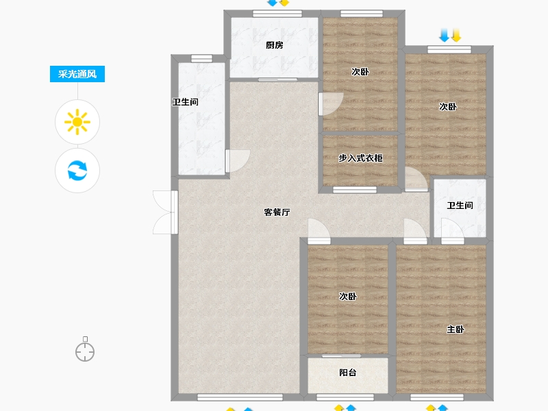 山东省-潍坊市-华安凤凰嘉苑-120.70-户型库-采光通风